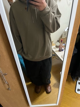 「GU（ジーユー）のアイテム（パンツ、ブラック系）」を使った、t-s-uさん（メンズ・171cm）の冬コーディネート