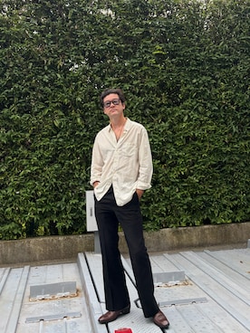 「Saint Laurent（サンローラン）のアイテム（シューズ、ブラウン系）」を使った、TADANOBUASANO さん（メンズ・177cm）の夏コーディネート