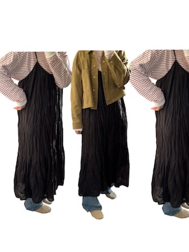 「アイテム（デニムジャケット、グリーン系）」を使った、anco.98さん（レディース・168cm）の冬コーディネート