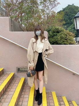 「CELINE」｜「アイテム（トレンチコート）」を使った、🍨𝕂𝔸𝕐𝔸 さん（レディース・167cm）の冬コーディネート