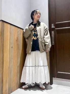 「若見え」｜「アイテム（ミリタリージャケット）」を使った、ミンチャンさん（レディース・155cm）の秋コーディネート