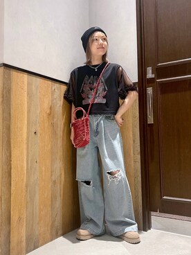 「若見え」｜「アイテム（ニットキャップ/ビーニー）」を使った、ミンチャンさん（レディース・155cm）の夏コーディネート