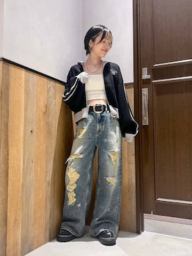 「アイテム（キャミソール、ホワイト系）」を使った、ミンチャンさん（レディース・155cm）の秋コーディネート
