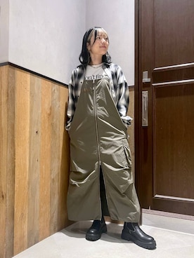 「RAGEBLUE（レイジブルー）のアイテム（ジャンパースカート）」を使った、ミンチャンさん（レディース・155cm）の秋コーディネート