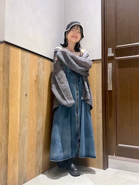 「RAGEBLUE（レイジブルー）のアイテム（ハット）」を使った、ミンチャンさん（レディース・155cm）の秋コーディネート