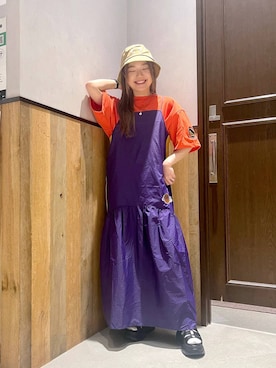 「NBA（エヌビーエー）のアイテム（帽子）」を使った、ミンチャンさん（レディース・155cm）の夏コーディネート