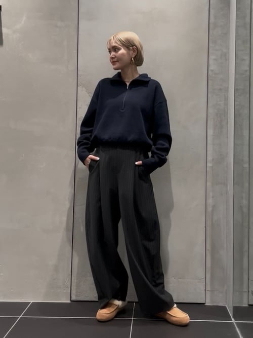 コットンカシミヤ ハーフジッププルオーバー ウォッシャブル