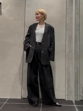 「BEAUTY&YOUTH UNITED ARROWS（ビューティーアンドユースユナイテッドアローズ）のシンプル レザー ベルト（ベルト、ブラック系）」を使った、稲垣　オデット エ オディール スタッフさん（レディース・157cm）の春コーディネート