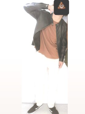「Right-on（ライトオン）のアイテム（ライダースジャケット）」を使った、シドさん（メンズ・173cm）の冬コーディネート