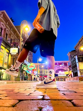 「NIKE（ナイキ）のアイテム（スニーカー、ホワイト系）」を使った、ゆうきさん（メンズ・175cm）の夏コーディネート