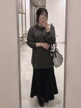 「RAGEBLUE（レイジブルー）のアイテム（スウェット）」を使った、うるふのもも。さん（レディース・151cm）の秋コーディネート