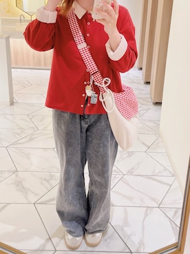 「Heather（ヘザー）のアイテム（パンツ）」を使った、うるふのもも。さん（レディース・151cm）の春コーディネート