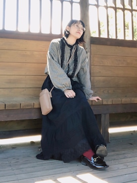 「アイテム（ブレスレット）」を使った、うるふのもも。さん（レディース・151cm）の秋コーディネート