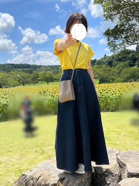 「ひまわり畑」｜「アイテム（アクセサリー）」を使った、うるふのもも。さん（レディース・151cm）の夏コーディネート