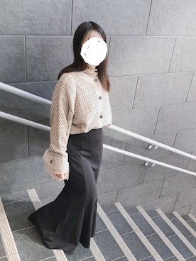 「メロートップス」｜「アイテム（ブーツ）」を使った、うるふのもも。さん（レディース・151cm）の冬コーディネート