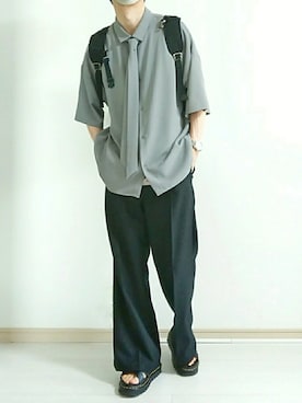 「ボウタイ」｜「アイテム（スラックス）」を使った、フリフリさん（メンズ・168cm）の夏コーディネート