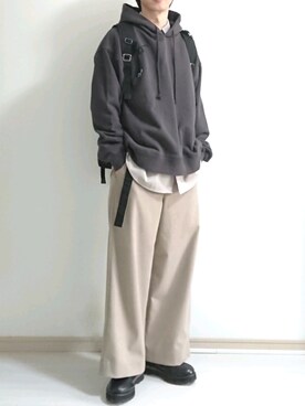 「DOOPZ（ドープス）のアイテム（スラックス）」を使った、フリフリさん（メンズ・167cm）の秋コーディネート