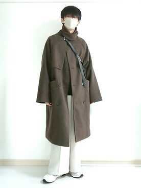 「ストレートパンツ」｜「アイテム（トレンチコート）」を使った、フリフリさん（メンズ・167cm）の冬コーディネート
