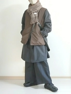 「ほめられ本命コーデ」｜「アイテム（スラックス）」を使った、フリフリさん（メンズ・167cm）の冬コーディネート