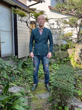 「Paul Smith（ポールスミス）のアイテム（シューズ）」を使った、柴犬ゴローさん（メンズ・178cm）の春コーディネート