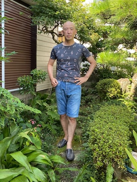 「RED EAR（レッドイヤー）のアイテム」を使った、柴犬ゴローさん（メンズ・178cm）の夏コーディネート