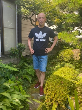 「RED EAR（レッドイヤー）のアイテム」を使った、柴犬ゴローさん（メンズ・178cm）の夏コーディネート