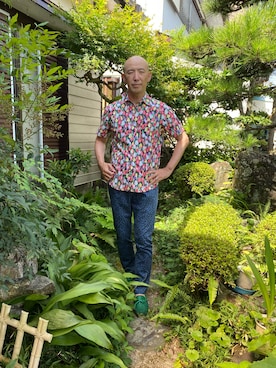 「アイテム（ローファー、グリーン系）」を使った、柴犬ゴローさん（メンズ・178cm）の夏コーディネート