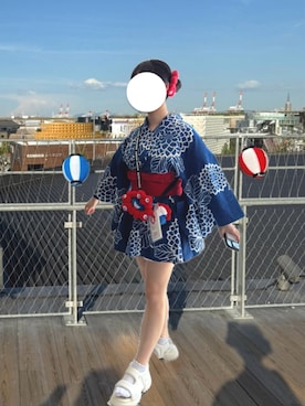 「アイテム（アクセサリー、レッド系）」を使った、ぼすたろさん（レディース・153cm）の夏コーディネート