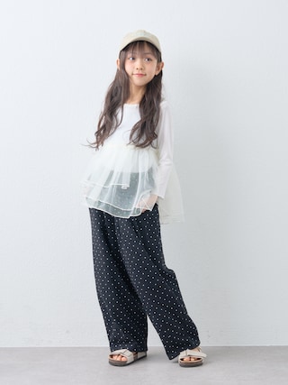 「CIAOPANIC TYPY(チャオパニックティピー)の【KIDS】《ジュニアサイズあり》レイヤードTEE付きアシメチュールチュニック(Tシャツ/カットソー)」を使った、hisuiさん(キッズ・130cm)の冬コーディネート