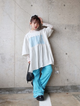 「CIAOPANIC TYPY（チャオパニックティピー）のアイテム（パンツ）」を使った、hisuiさん（キッズ・130cm）の春コーディネート