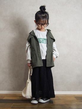 「GLOBAL WORK（グローバルワーク）のアイテム（スカート）」を使った、hisuiさん（キッズ・100cm）の春コーディネート