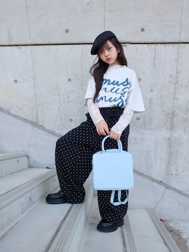 「CIAOPANIC TYPY（チャオパニックティピー）の【KIDS】5枚セットアソート半袖TEE巾着付き！【WEEKTEE】（Tシャツ/カットソー、その他）」を使った、hisuiさん（キッズ・130cm）の春コーディネート