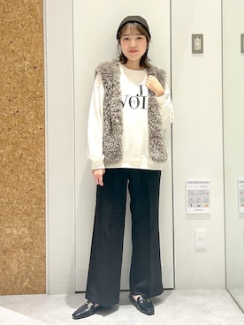 「ファーベスト」｜「アイテム（ニットキャップ/ビーニー）」を使った、やまゆかさん（レディース・161cm）の秋コーディネート