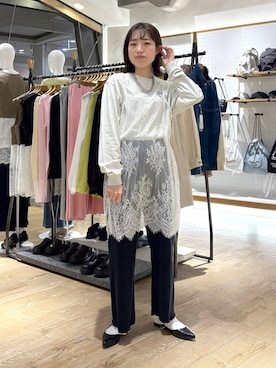 「LEPSIM（レプシィム）のステンレス3WAYロングネックレス　603709（ネックレス、シルバー系）」を使った、やまゆかさん（レディース・161cm）の春コーディネート