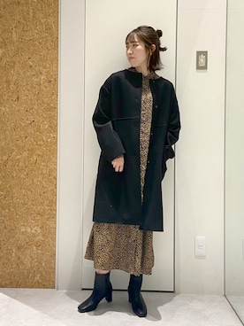 「LEPSIM（レプシィム）のアイテム（ノーカラーコート）」を使った、やまゆかさん（レディース・161cm）の秋コーディネート