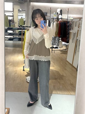 「LOWRYS FARM（ローリーズファーム）のポインテッドＦシューズ 581137（パンプス、ブラック系）」を使った、やまゆかさん（レディース・161cm）の春コーディネート