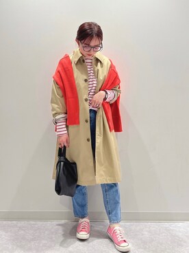 「BACK NUMBER（バックナンバー）のアイテム（ステンカラーコート）」を使った、matsunaga tomoeさん（レディース・157cm）の冬コーディネート