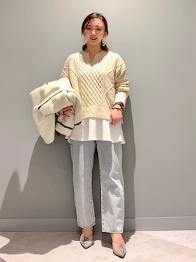 「HONEYSUCKLE ROSE（ハニーサックルローズ）のアイテム（その他アウター）」を使った、matsunaga tomoeさん（レディース・157cm）の秋コーディネート