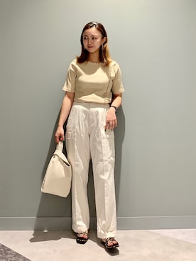 「アイテム（カーゴパンツ）」を使った、matsunaga tomoeさん（レディース・157cm）の夏コーディネート