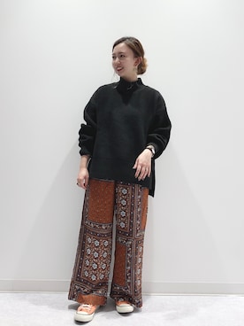 「アイテム（パンツ、オレンジ系）」を使った、matsunaga tomoeさん（レディース・157cm）の秋コーディネート