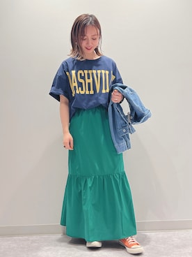 「HONEYSUCKLE ROSE（ハニーサックルローズ）のアイテム（ジャケット/アウター）」を使った、matsunaga tomoeさん（レディース・157cm）の春コーディネート