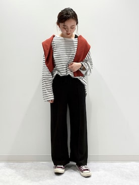 「黒パンツ」｜matsunaga tomoeさん（レディース・157cm）の秋コーディネート