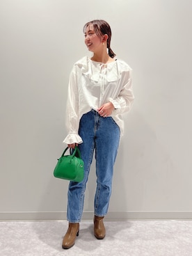 「ジーンズコーデ」｜「アイテム（ブーツ）」を使った、matsunaga tomoeさん（レディース・157cm）の冬コーディネート