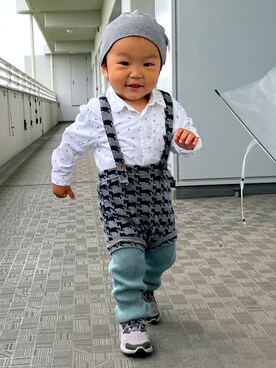 「COMME CA ISM（コムサイズム）のアイテム（帽子）」を使った、toiroさん（キッズ・90cm）の春コーディネート