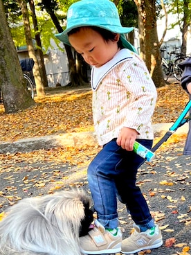 「moimoln（モイモルン）のアイテム（トップス）」を使った、toiroさん（キッズ・90cm）の秋コーディネート