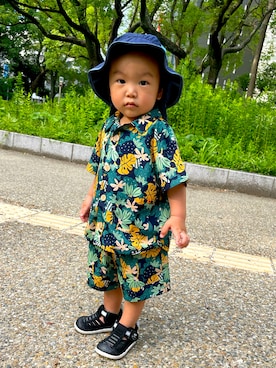 「moimoln（モイモルン）のアイテム（トップス）」を使った、toiroさん（キッズ・90cm）の夏コーディネート