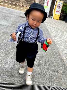 「next（next）のアイテム（帽子）」を使った、toiroさん（キッズ・90cm）の春コーディネート