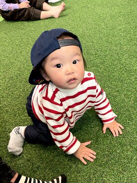 「アイテム（キャップ）」を使った、toiroさん（キッズ・90cm）の春コーディネート
