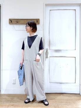 「50代前半です」｜「アイテム（サロペット/オーバーオール）」を使った、さちち さん（レディース・156cm）の夏コーディネート