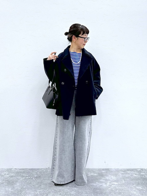 Blu studio イタリア製　ナポリ　ウールピーコート BL】ウールチェスターコート/ネイビー/NEW ZEALAND WOOL LIMITED